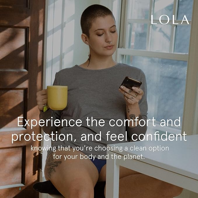 LOLA Cotton Pads - Ultra Thin Pads with Wings - Organic Cotton Hypoallergenic Material - Organic Panty Liners - 36 Count, Regular