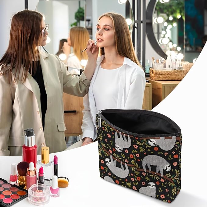 XFN Sloth Gifts Makeup Bag, Sloth Stuff Cosmetic Bag Travel Pouch, Sloths Lovers Gifts for Women Girls Daughter Sisters Coworker Best Friend Friendship Graduation Birthday
