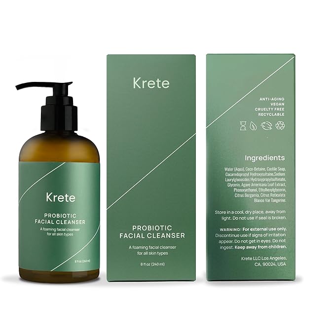 krete One-Two Punch with Probiotic Facial Cleanser & Facial Serum for Men – Moisturize, Hydrate, and Protect Your Skin in 30 Seconds