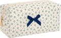 OIMEI Floral Quilted Cotton Makeup Bag for Women, Large Capacity Travel Cosmetic Pouch with Zipper, Cute Toiletry & Brush Organizer, Kawaii Makeup Storage Case – Navy Floral