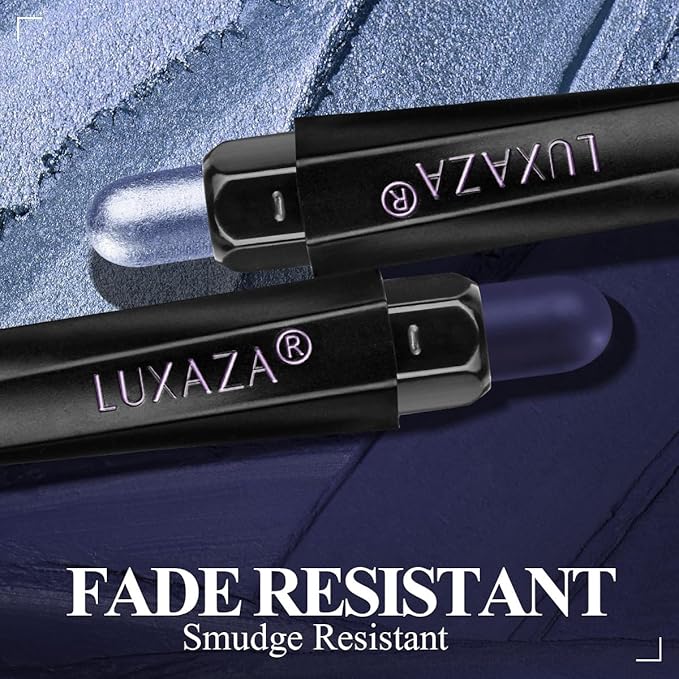 LUXAZA PRO 6 PCS Makeup Sticks Cream Blendable Contour Blush Highlight Full Face Makeup, Cool Blue Shimmer Matte Eye Shadow Vegan Multi-use Stick with Brush Waterproof Long Lasting Party Smokey Eyes
