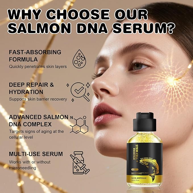Salmon DNA Serum – 2PCS Salmon DNA Microneedling Serums for Face, Anti-Aging Hydration Booster, Skin Repair, Brightening & Firming Serum for Use with Microneedling, Derma Roller & Pen