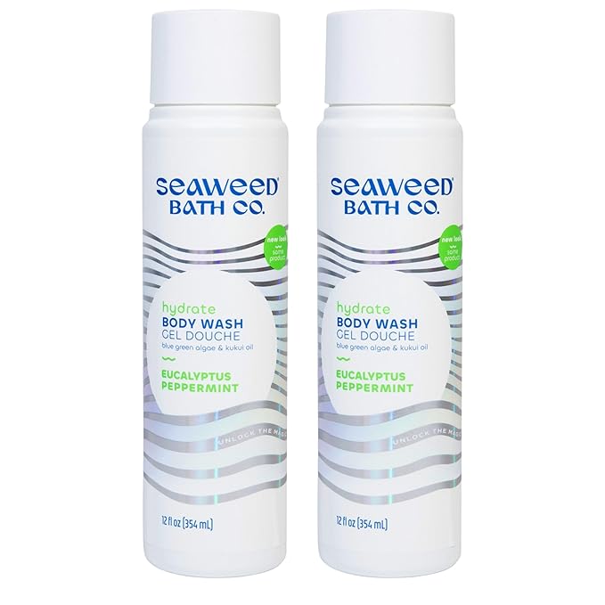 Seaweed Bath Co. Hydrate Body Wash, Eucalyptus Peppermint 12 oz (Pack of 2)
