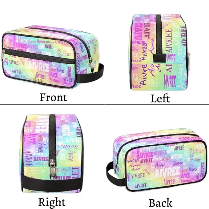 KFNHN Customized Travel Makeup Toiletry Bag, Rainbow Colorful Shiny Stars