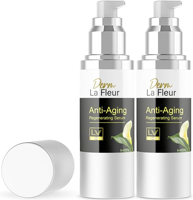 LIVORKA 2 Pack - Derm La Fleur Anti- Aging Serum - Derm La Fleur Plus, Derm La Fleur Luxe 2 Bottles Serum For 2 Months, Derma Fleur Moisturizing Skin Conditioner.