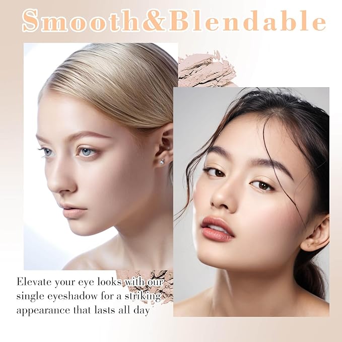 MEICOLY Beige Brown Eyeshadow with Mirror,Matte Eye Shadow Palette,Pressed Powder Single Eyeshadow for Women and Girls,Eye Makeup Eyelid Color,High Pigment,Long Wearing,Waterproof