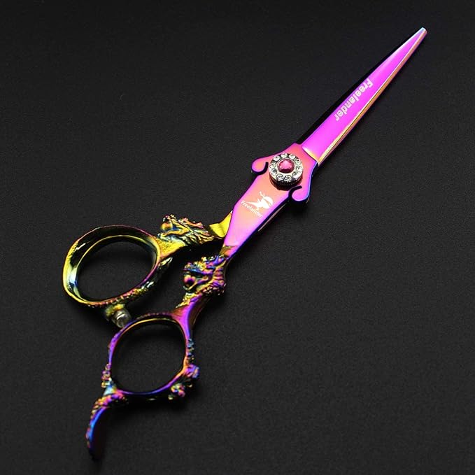 ROCOCO 6 Inch Hand Sharpened Hair Cutting Scissors Set with Case - Rainbow