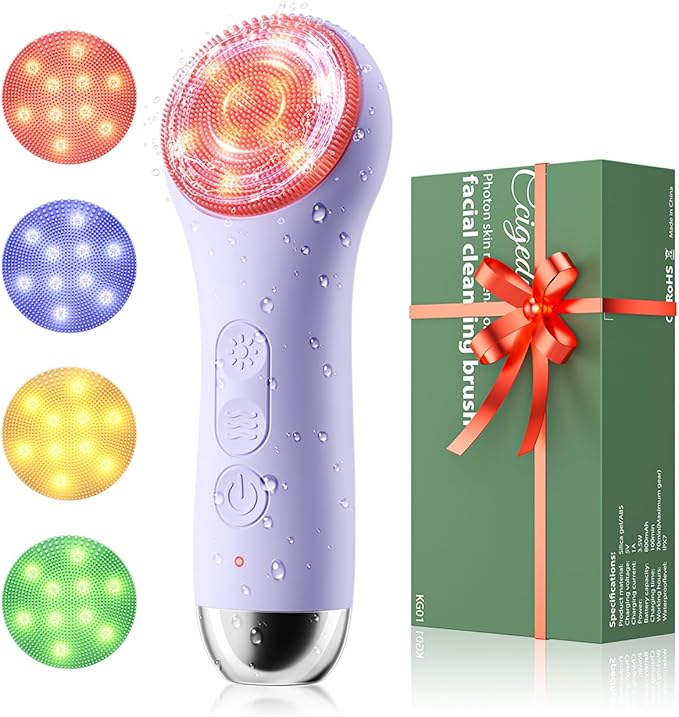 Ccigedy Face Scrubber, Electric Facial Cleansing Brush (Purple)