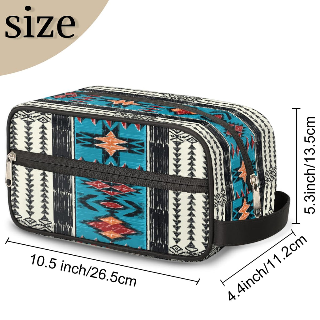 Aztec Western Ethnic Vintage Travel Toiletry Bag for Women Men Lightweight Cosmetic Makeup Bag Organizer Waterproof Shaving Bag Dopp Kit with Large Capacity for Toiletries and Shaving Accessories