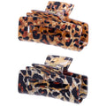 Textention Tortoise Hair Claw Clips, 3 Inch Non-Slip Acrylic Banana Barrettes Jaw Clips, Leopard Print Strong Hold Stylish Hair Accessories for Women Ladies Thin Thick Hair (2pcs)