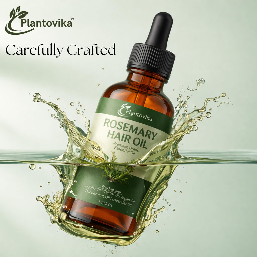Plantovika Rosemary Oil for Hair Growth, Enriched with Jojoba, Castor, Argan, Peppermint & Lavender Oils, Scalp & Hair Strengthening Treatment, 1.69 oz