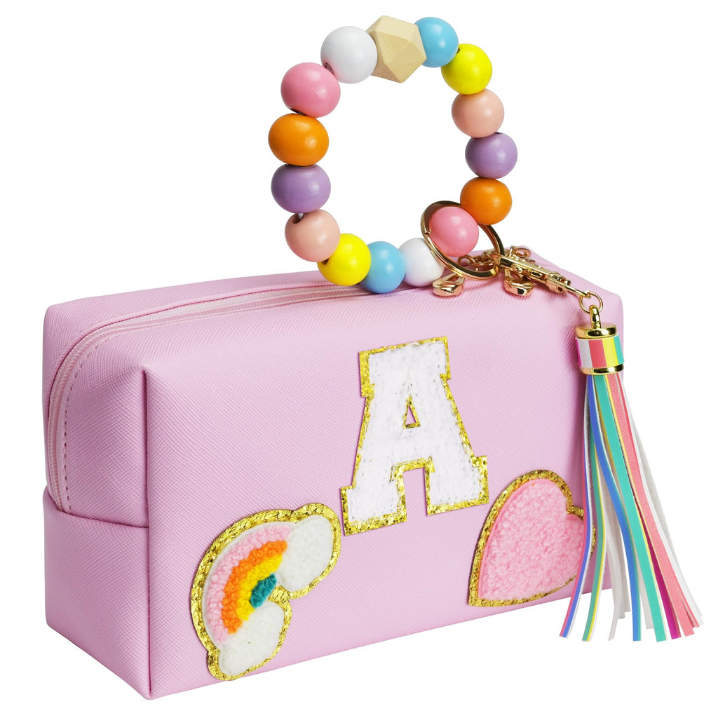 Elilier Makeup Bags for Women, Kids Letter Pouch Cosmetic Bag with Zipper