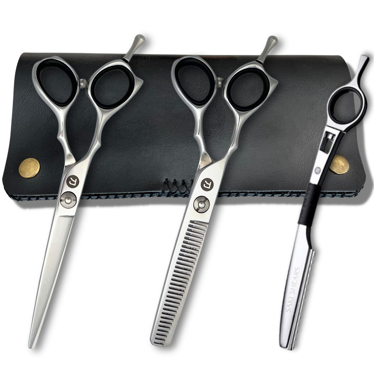 Saki Shears Kotaro 6" Hair Cutting Scissors Set - Includes Cutting and Thinning Shears - 440C Japanese Steel - for Barbers and Hair Stylists (Left Handed)