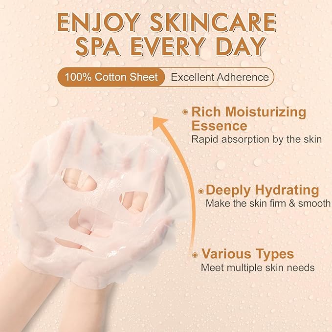 KONEUK 56 Pack Sheet Face Masks Skincare for Women, Hydrating Face Masks Suitable for Most Skin Types, Bulk Facial Mask Gifts Set for Skin Care, Home Skincare Spa Favors