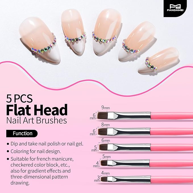 FANDAMEI Nail Art Tools, Nail Design Tools, Nail Art Brushes, Nail Brush Set With Nail Stand, Nail Holder For Painting Nails, 11PCS Nail Brushes For Nail Art, Nail Dotting Tool, Nail Art Palette, Pink