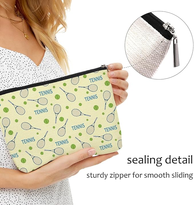 6 PCs Inspirational Tennis Makeup Bag Accessories Cosmetic Bag