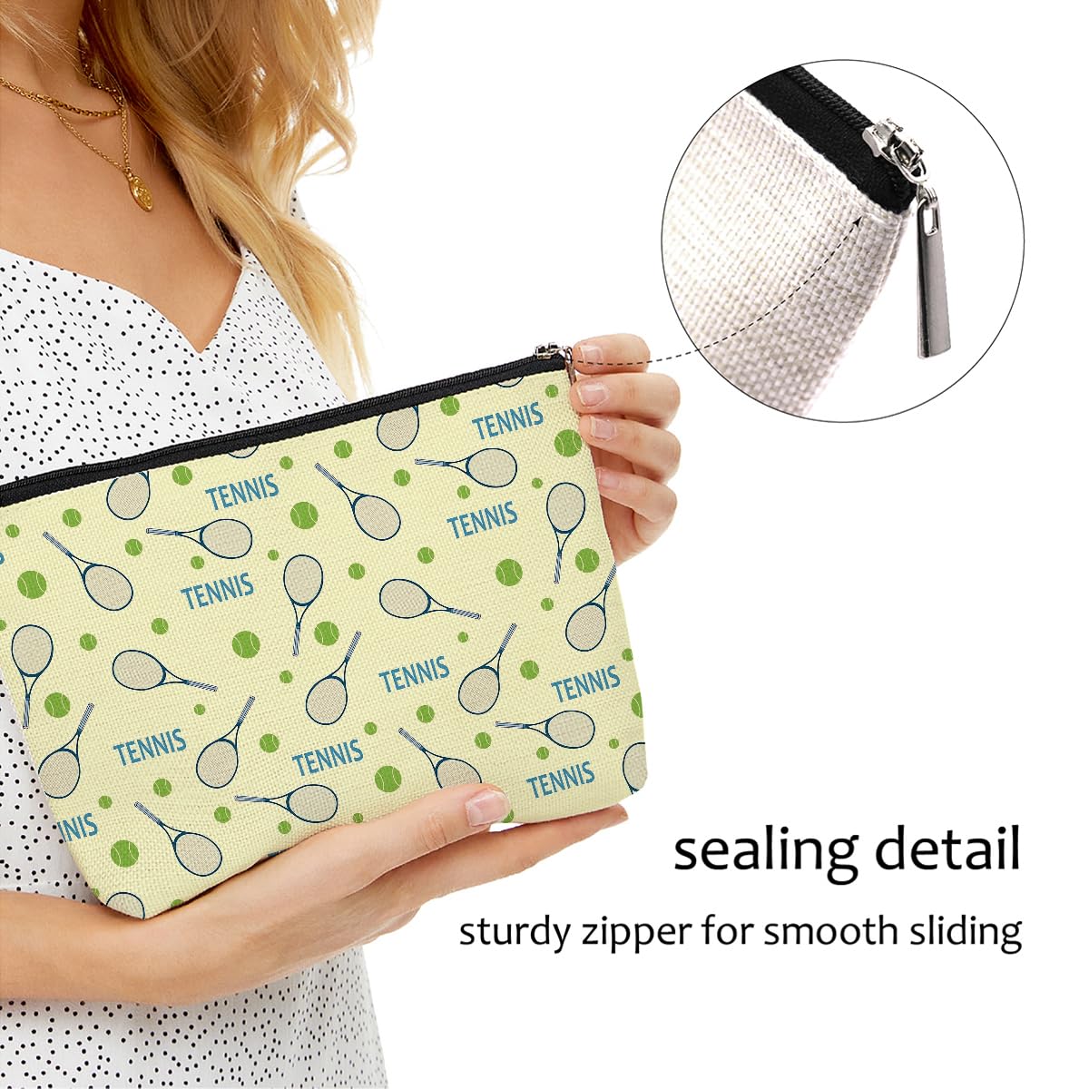 6 PCs Inspirational Tennis Makeup Bag Accessories Cosmetic Bag