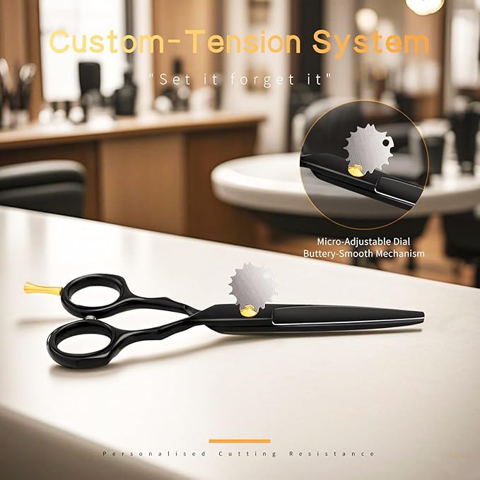 Purple Dragon 5.5 inch Hair Cutting Scissors Set with Razor - Black