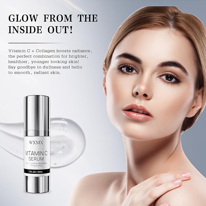 Super Vitamin C Serum for Face: All-in-One Hydrating Anti-Aging Formula by Vitamin C, Hyaluronic Acid, Caffeine-Firming, Lifting, Targets Dark Spots, Wrinkles, Vitamin c face serum, 1 fl oz