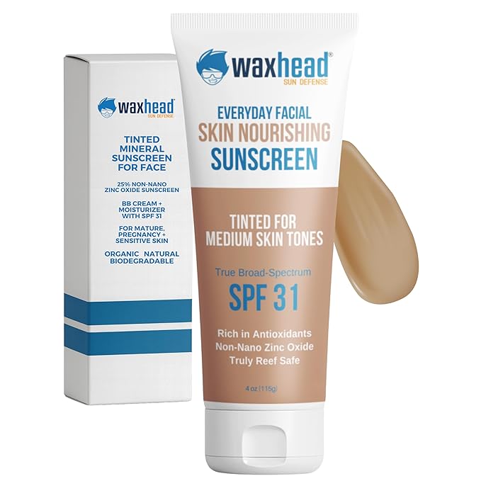 Tinted Mineral Sunscreen for Face SPF 31 Zinc Oxide Sensitive Skin - Medium