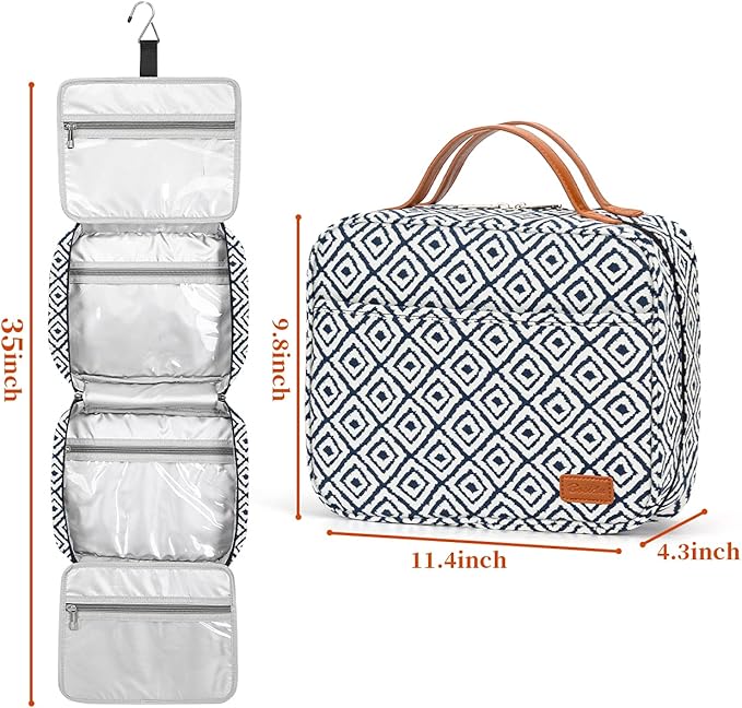 Bosidu Hanging Travel Toiletry Bag, Large Capacity Cosmetic Travel Toiletry Organizer for Women with 4 Compartments & 1 Sturdy Hook, Perfect for Daily Use/Valentines' Day