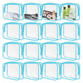 GONITYOU 16 Pieces Clear Makeup Bags Bulk, TSA Approved Toiletry Bags Travel Pouch, Waterproof PVC Plastic Small Clear Cosmetic Bags with Zipper for Organizing (Blue Border)