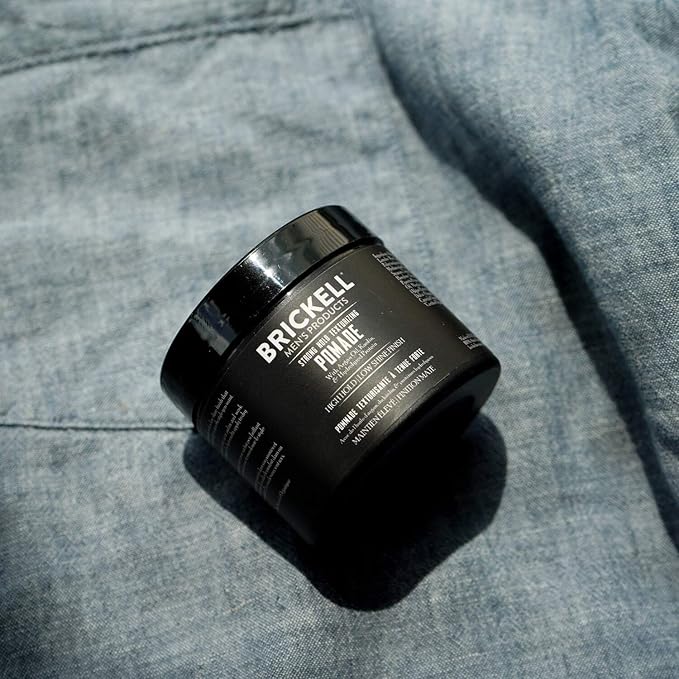 Brickell Men's Products Strong Hold Texturizing Pomade For Men, Pliable Hair Styling Fiber Pomade, With Hydrolyzed Proteins, Argan Oil, and Kaolin, 2 Ounce, Scented