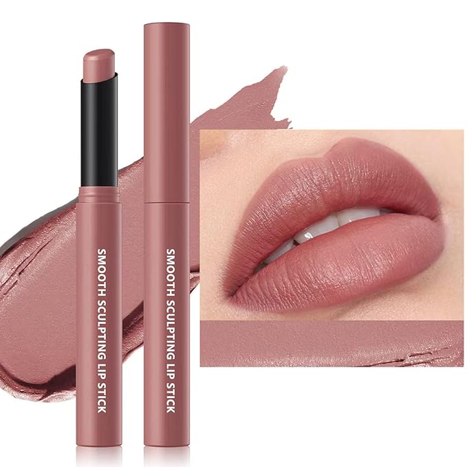 TWLBXMG Matte Lipstick Single, Long Lasting Waterproof Velvet Lipsticks, High Pigment Non-Stick Cup Not Fade Lipstick for Women，Quick Makeup Lightweight Portable 4#