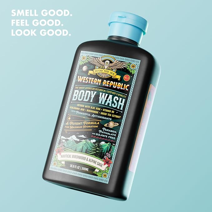 Western Republic - Nautical Birchwood & Alpine Sage Body Wash - 500ml 2Pack