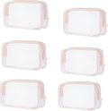 CTyeIahk Clear Makeup Bag 6 Pack Zippered Travel Cosmetic & Toiletry Organizer Bag Set for Makeup Travel for Women Airport Airline Compliant Bag, Pink