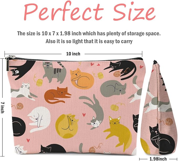 XFN Cat Lover Gifts 2 PCs Makeup Bag, Cat Themed Gifts for Cats Owner Women Girls Daughter Best Friend Sisters Friendship Graduation Birthday, Cats Cosmetic Bag Travel Pouch