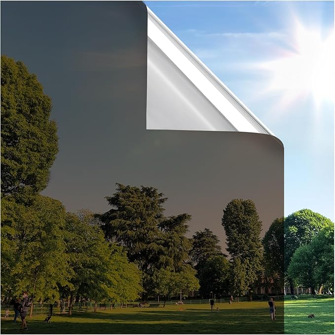 rabbitgoo Window Privacy Film One Way, 17.5" x 78.7", Brown Silver