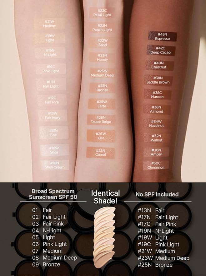 JUNG SAEM MOOL Essential Skin Nuder Cushion 13W Fair Ivory 0.49 Fl Oz, No Refill, Natural Radiant Finish Cushion Foundation with Buildable Coverage, Lightweight Texture, Korean Foundation Makeup