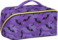 MNSRUU Makeup Organizer Bag, Halloween Black Bats Night Sky with Stars Travel Makeup Bags Makeup Vanity Case Large Capacity Rhombus Cosmetic Toiletry Bag for Girl Women Ladies