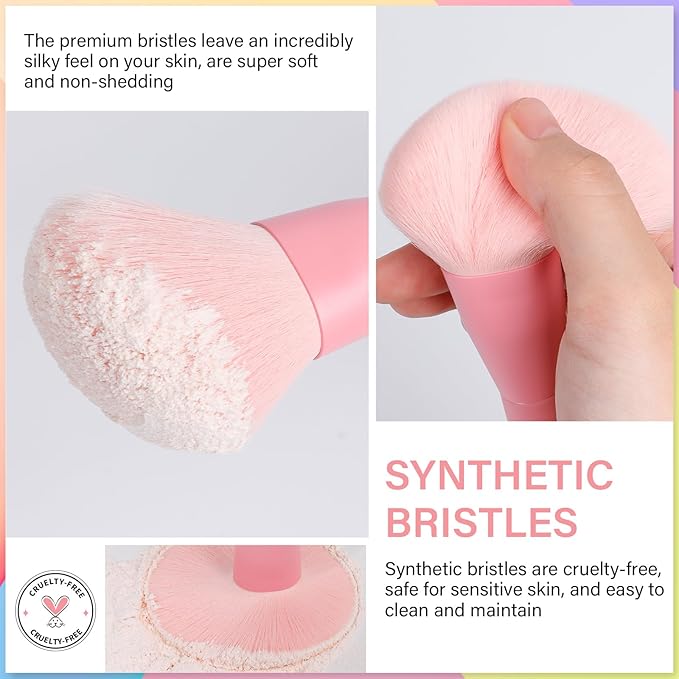 docolor Makeup Brushes 3PCS Foundation Powder Blush Brush Premium Face Makeup Brush For Applying & Blending, foundation, bronzer & blush with Liquid, Cream & Powder Cosmetic Vegan Cruelty-Free