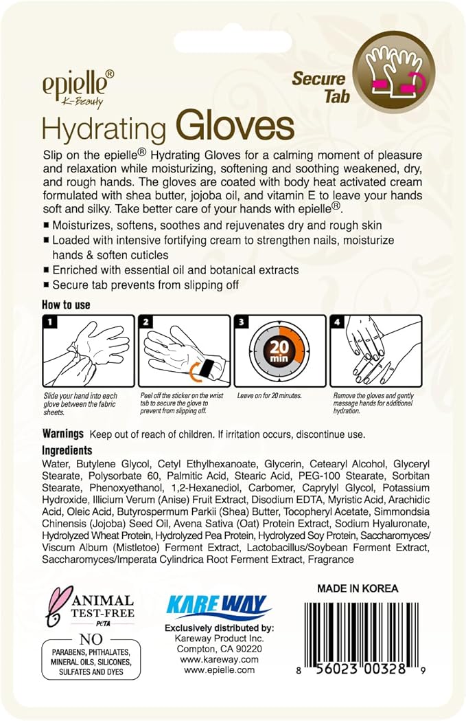 Epielle Hydrating Hand Mask 6 Pairs, Relieve and Soften with Shea Butter & Jojoba Oil, Deep Moisturizing Gloves for Dry, Cracked Hands, Self Care Gifts for Women, Spa Kit
