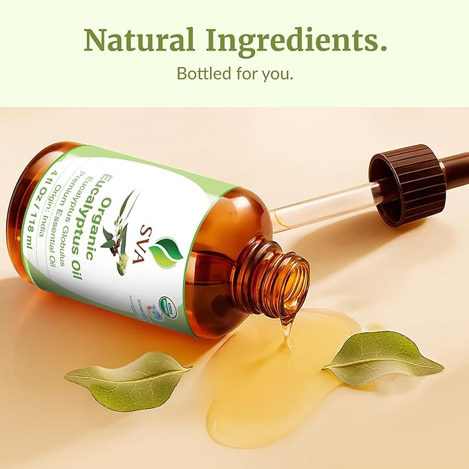 SVA Organic Eucalyptus Essential Oil with Dropper, 4 Fl Oz (118 mL)