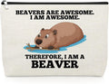 Gevody Beaver Gifts for Women Makeup Bag for Beaver Lovers Inspirational Gifts for Best Friend Cosmetic Bag Christmas Birthday Presents for Animal Lover Daughter Sister Coworker Travel Cosmetic Pouch