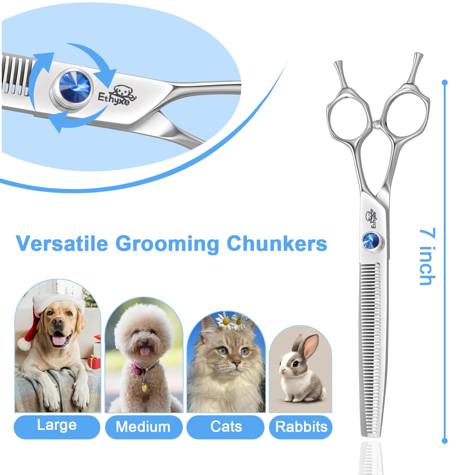 ETHYXE 7" Thinning Shears for Dogs – 50 Teeth Thinning Scissors