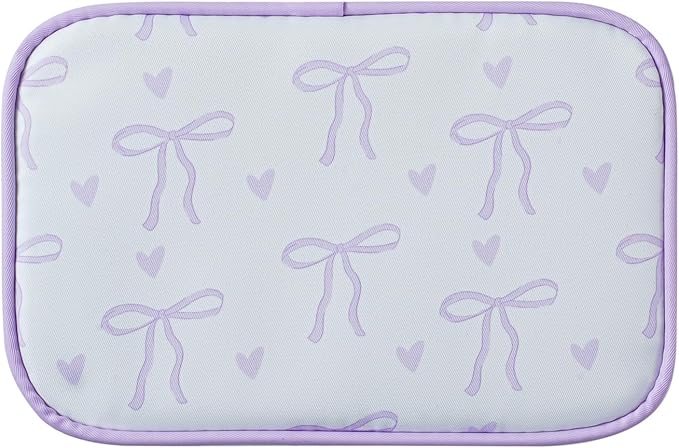 RSRSLEII Cute Clear Makeup Bag with Bow Pattern,Transparent Nylon Travel Cosmetic Case with Zipper,Portable Makeup Organizer Pouch for Essentials(03Purple)