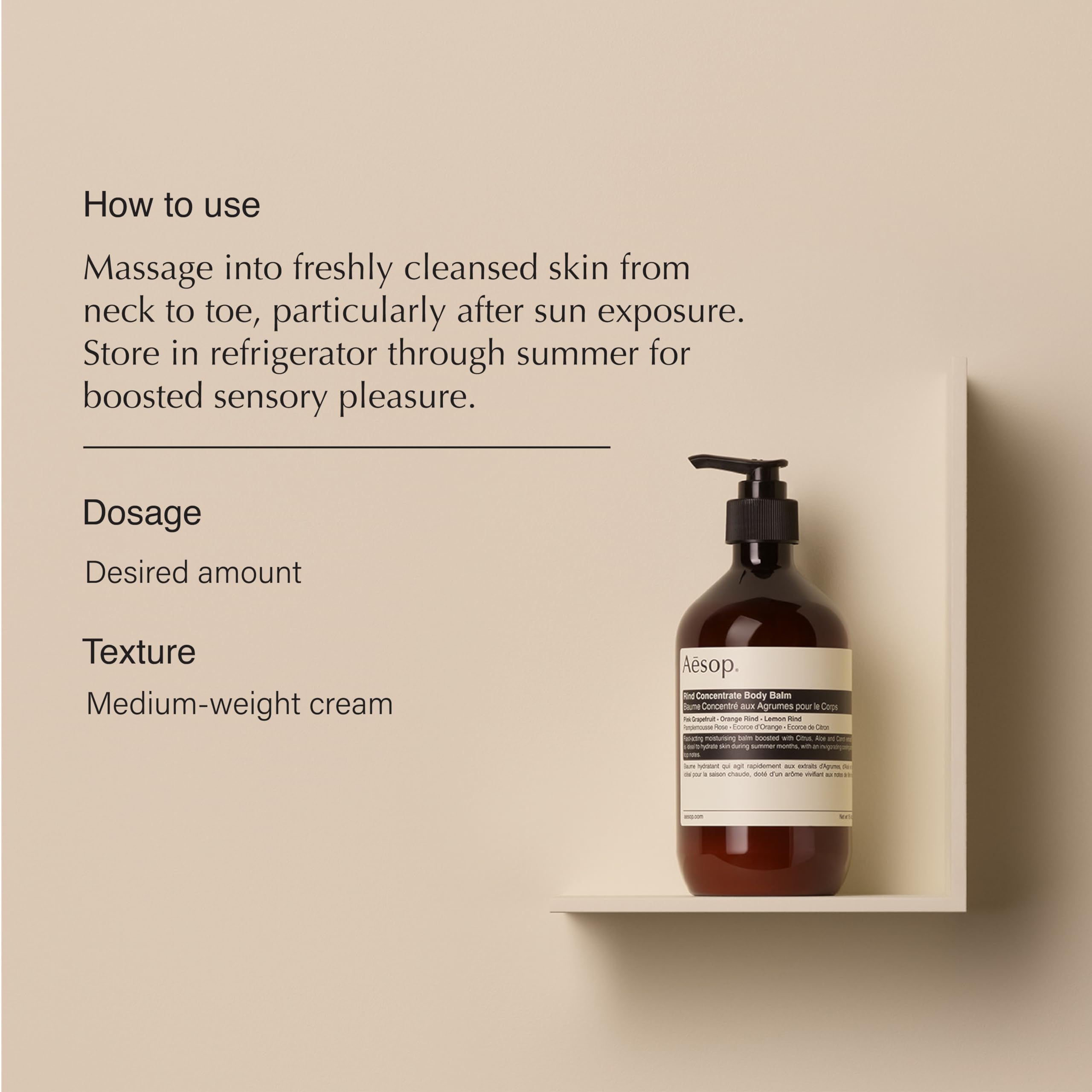 Aesop Rind Concentrate Body Balm - Lightweight, Fast-Absorbing Hydration with Pink Grapefruit, Orange Rind, Lemon Rind, Aloe Vera & Nut Oils - Bright Citrus Fresh Scent - 500 mL / 16.9 fl oz