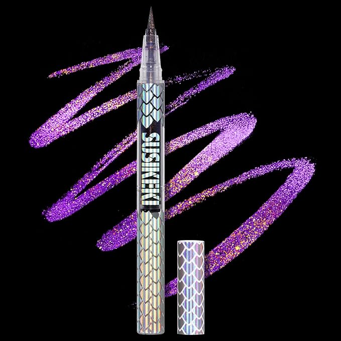 SUSIKEKI Chameleon Metallic Duochrome Liquid Eyeliner, Color Shifting Shimmery Eye Liner, Duo-color Waterproof Long Lasting Glitter Eye Makeup Pen Eyeliners (Aurora Glow)