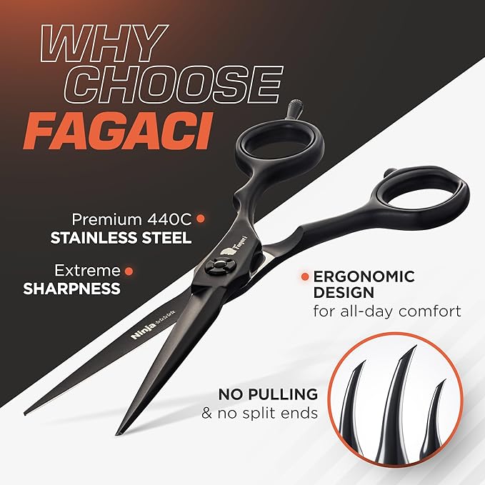 Fagaci Hair Cutting Scissors Professional 6” Superior Precision Hair Shears