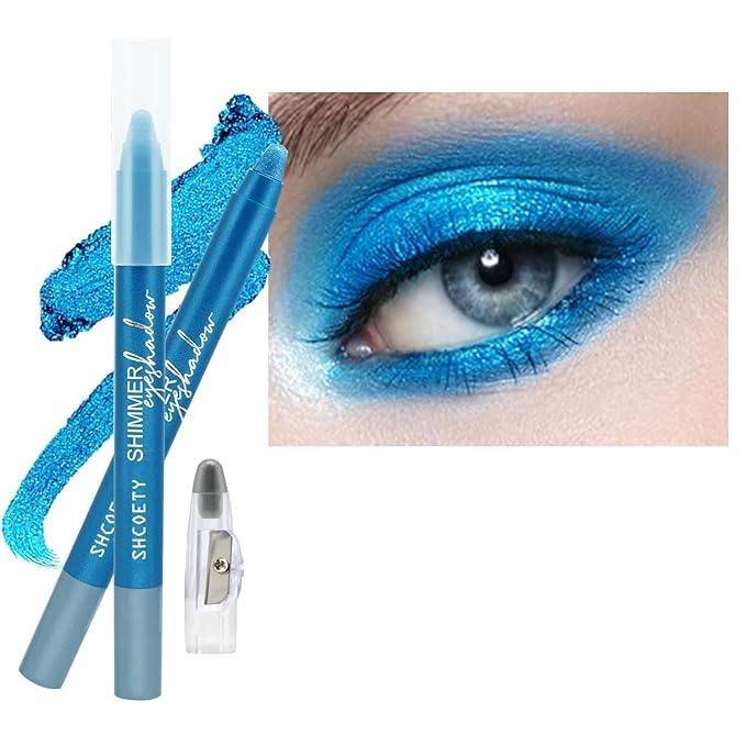 Daeuwiutr Blue Eyeshadow Stick, Highlighter Eye Liner,Eye Brightener Stick, Shimmer Creamy eye shadow, Waterproof Eyeshadow Pencil Long Lasting Eye Shadow Makeup.#8 navy blue shimmer