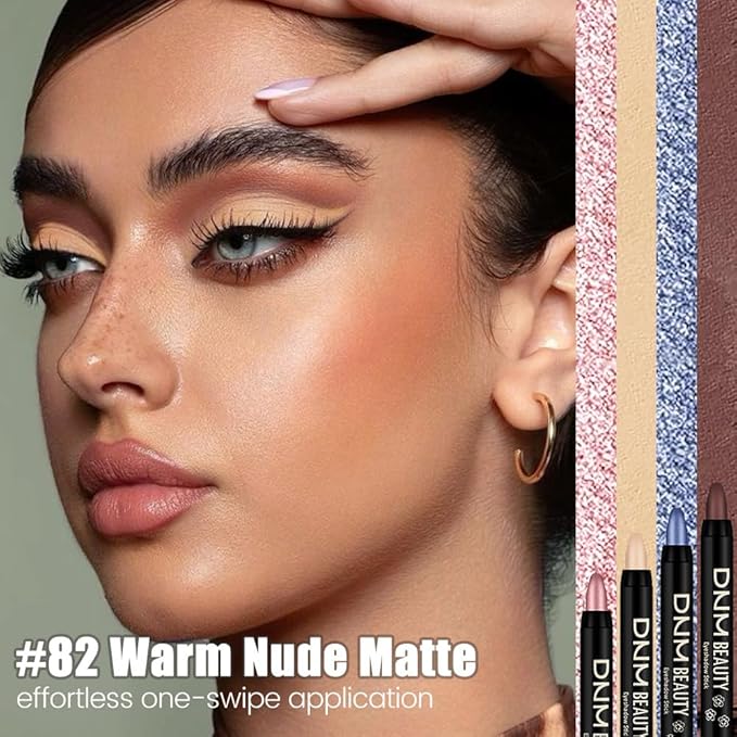 Kaely Cream Eye Shadow Sticks, Warm Nude Matte Eyeliner Pencil Eyeshadow Palette Makeup, Eye Highlighter Brightener Stick for Older Women Waterproof Pigmented, sombras para ojos, New-82