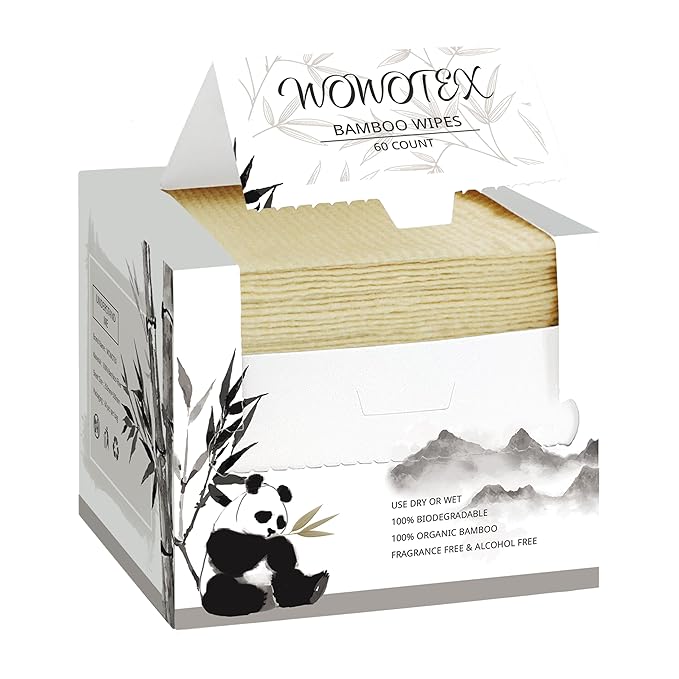 WOWOTEX Disposable Face Towel Biodegradable Large Dry Face Wipes 120 Count / 2 Boxes Extra Thick Soft Clean Facial Towels for Sensitive Skin, Makeup Removing, Facial Cleansing, Nursing