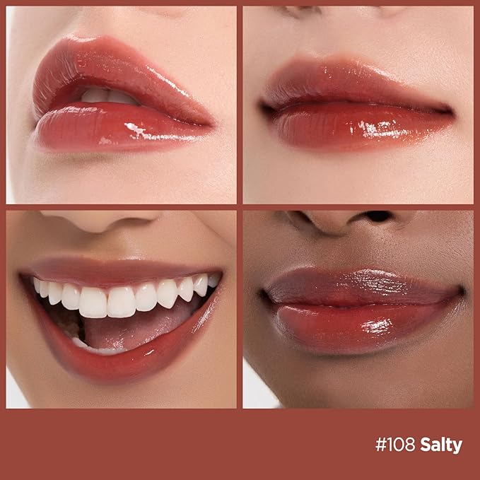 Laka Fruity Glam Tint | Glowing Korean Lip Tint with Hydrating Lightweight Texture | Buildable Color, Non-Sticky High Shine Gloss | K-Beauty Korean Makeup | #108 Salty, 0.15oz