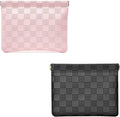 HIGH FIT Leather Pocket Cosmetic Bag for Purse,Coin Purse Lipstick Cosmetic Accessories Organizer, Travel Kit Storage Pouch,Waterproof Portable No Zipper Self-closing (Black+Pink)