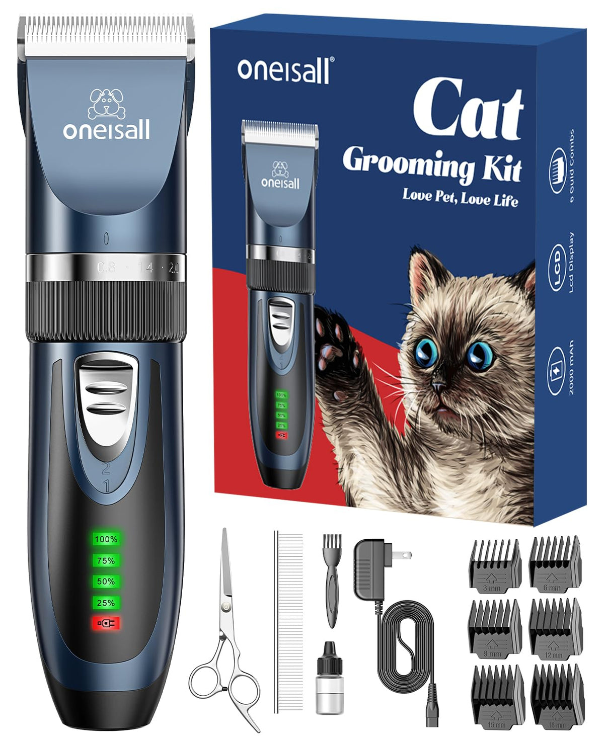 oneisall Quiet Cat Clippers for Matted Hair & Long Hair, Cat Shaver
