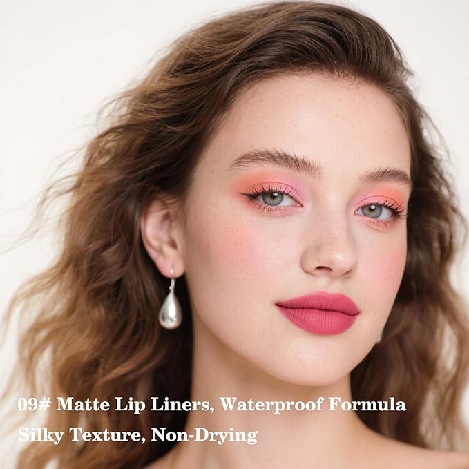 Mefyhtune 2-in-1 Gradient Mauve Lip Liner & Lipstick, Waterproof Long Lasting Matte Lip Pencil with Cone Tip